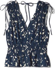 & Other Stories Drawstring Tie Shirred Waist Top