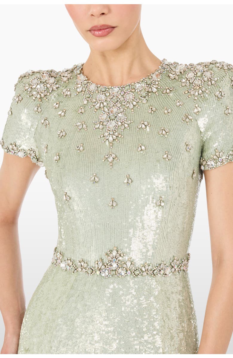 Jenny Packham Lombard Embellished Dress, Alternate, color, Marmo Green