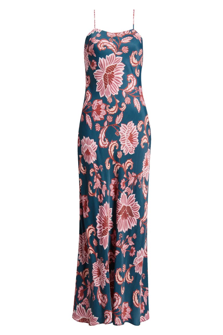 Flower Delicacy Paisley Slipdress, Alternate, color, DARK BLUE