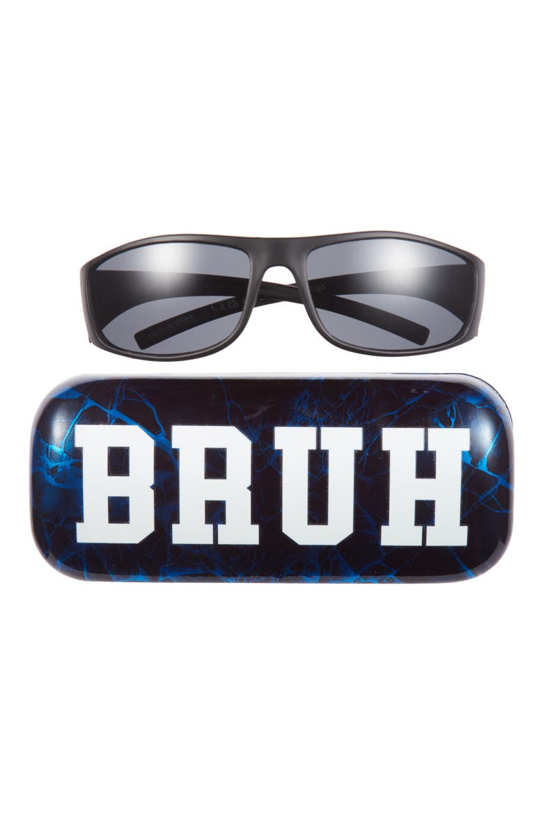 Kids' Rectangular Sunglasses & Bruh Case Set, Main, color, BLACK COMBO
