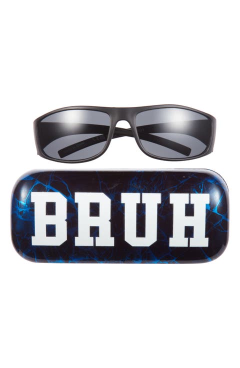 Kids' Rectangular Sunglasses & Bruh Case Set