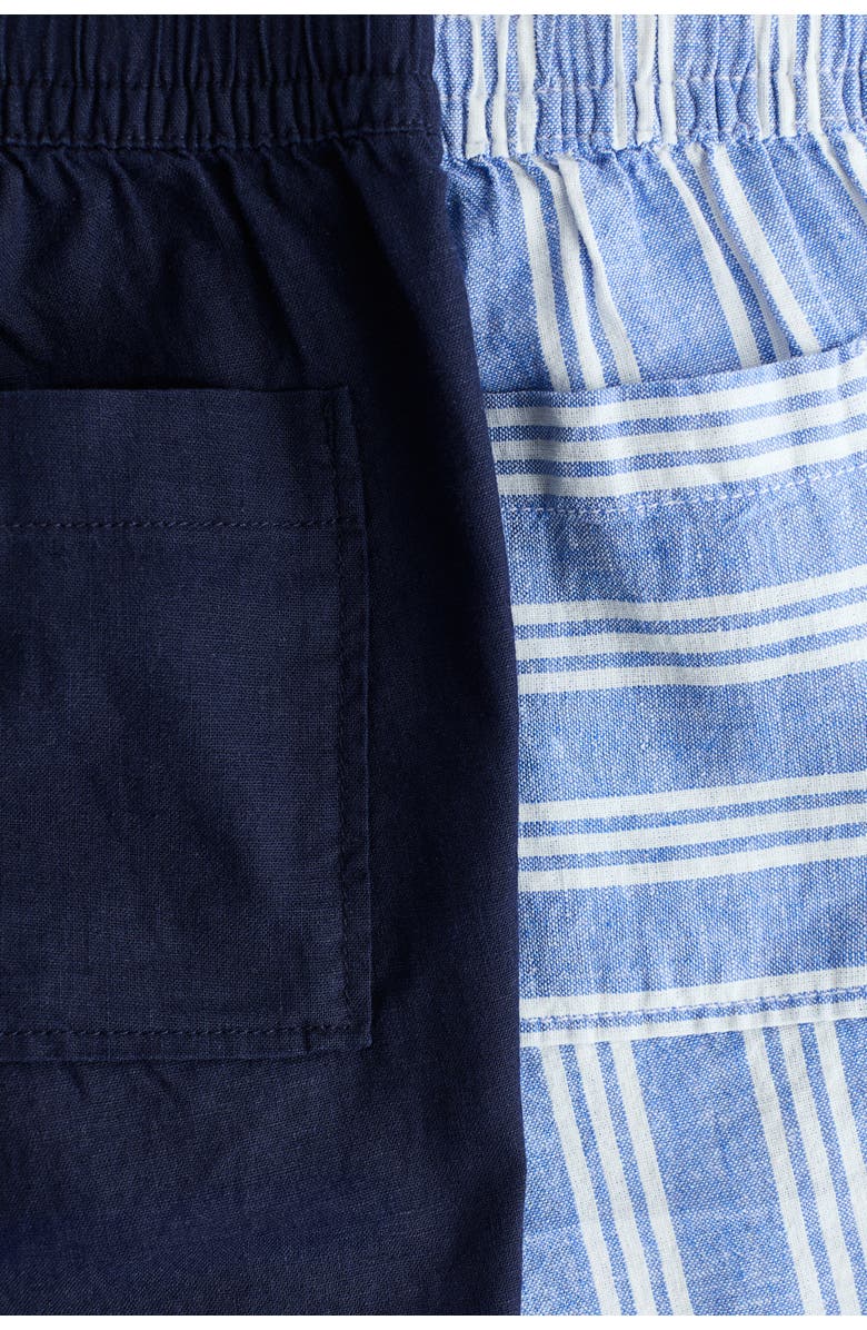 H&M 2-pack linen-blend shorts, Alternate, color, Blue/Striped
