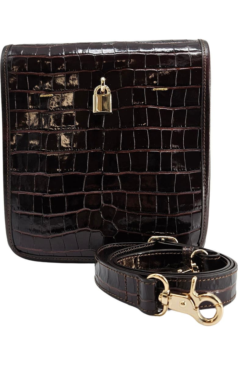 Madison Maison Moc Croc Crossbody Bag, Alternate, color, Chocolate