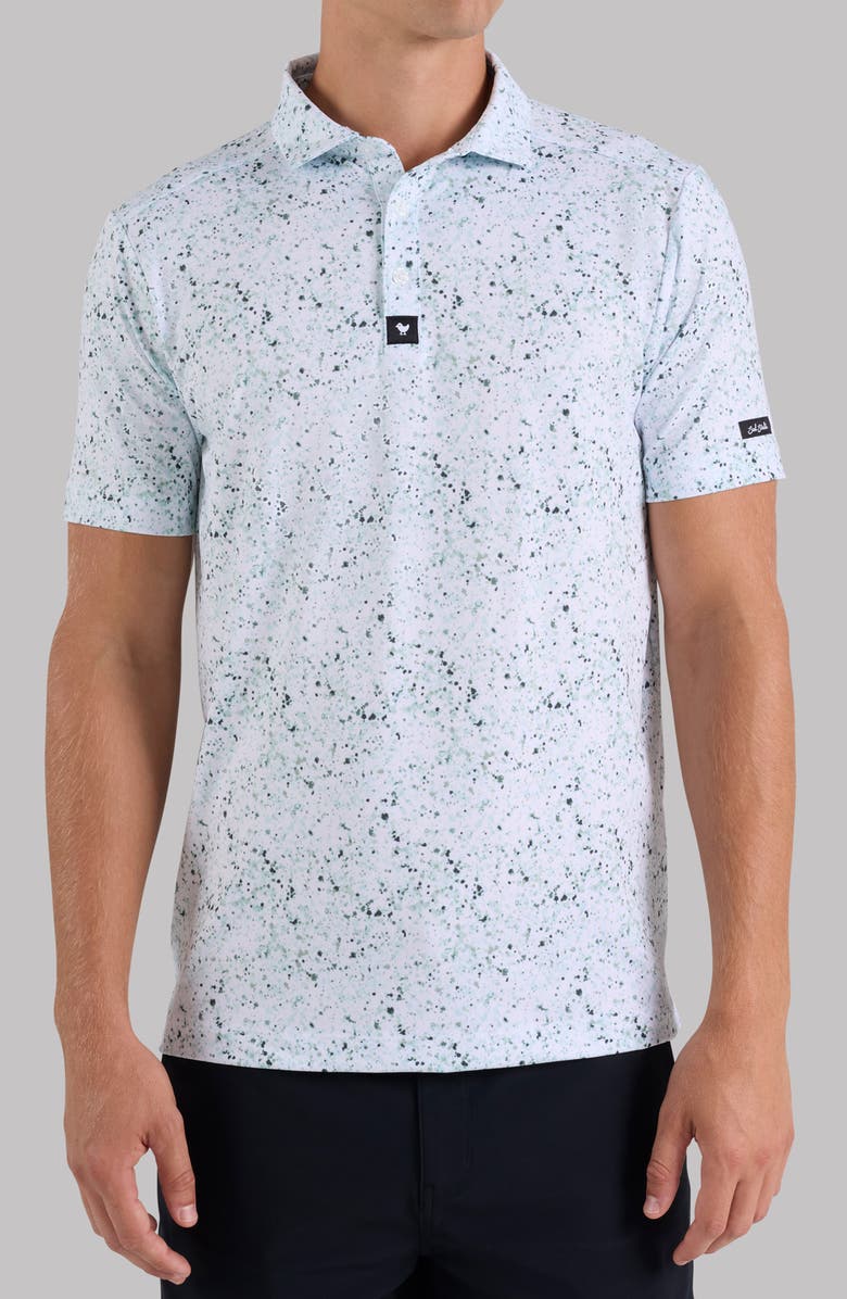 Bad Birdie Spatter Print Performance Golf Polo, Alternate, color, Paint Splatter - Greens