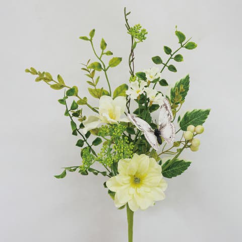 Sullivan's Christmas Dahlia Berry Pick, Green Faux Floral Stem for Crafting, Weddings, Home and Holiday Decoration, 16.75 Inch