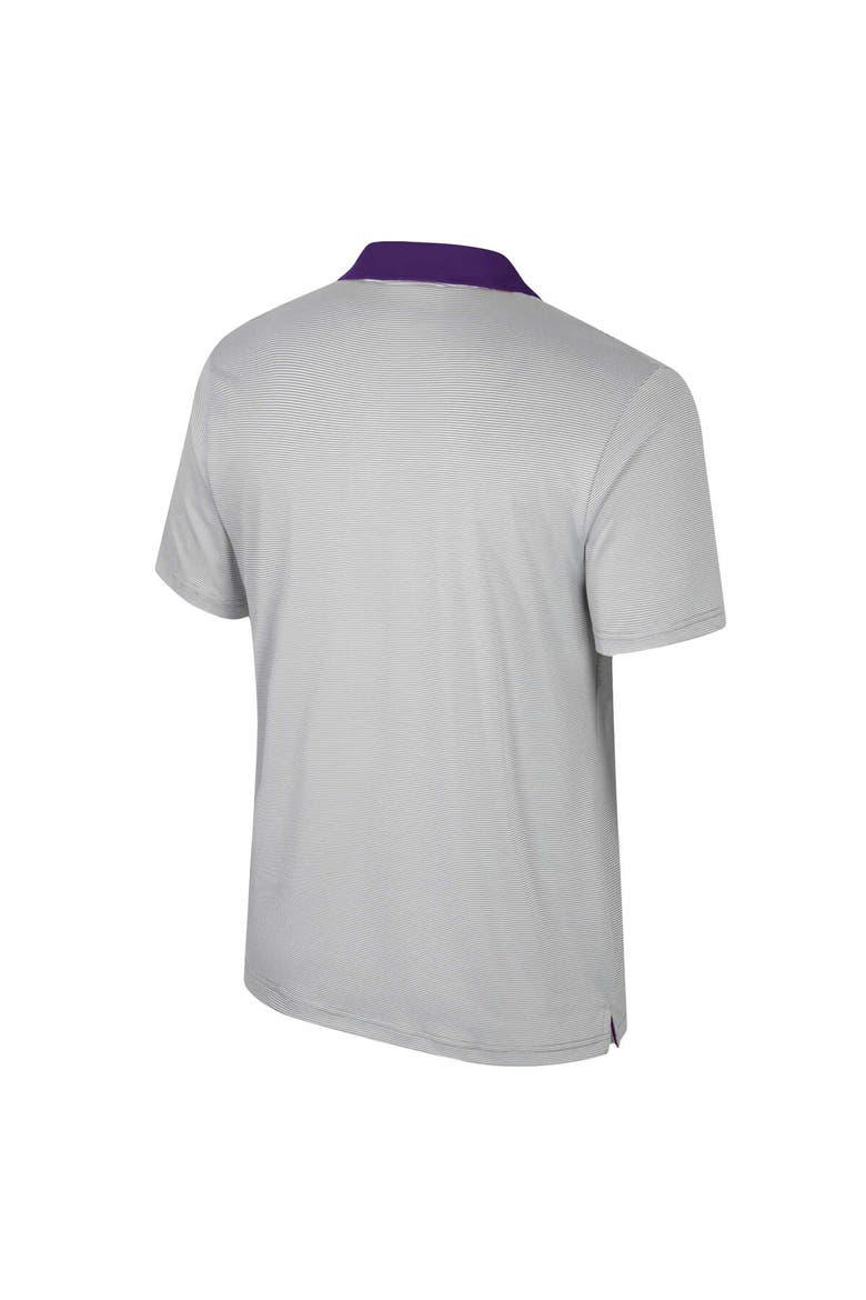 Men's Colosseum Gray Kansas State Wildcats Tuck Striped Polo, Alternate, color, Gray
