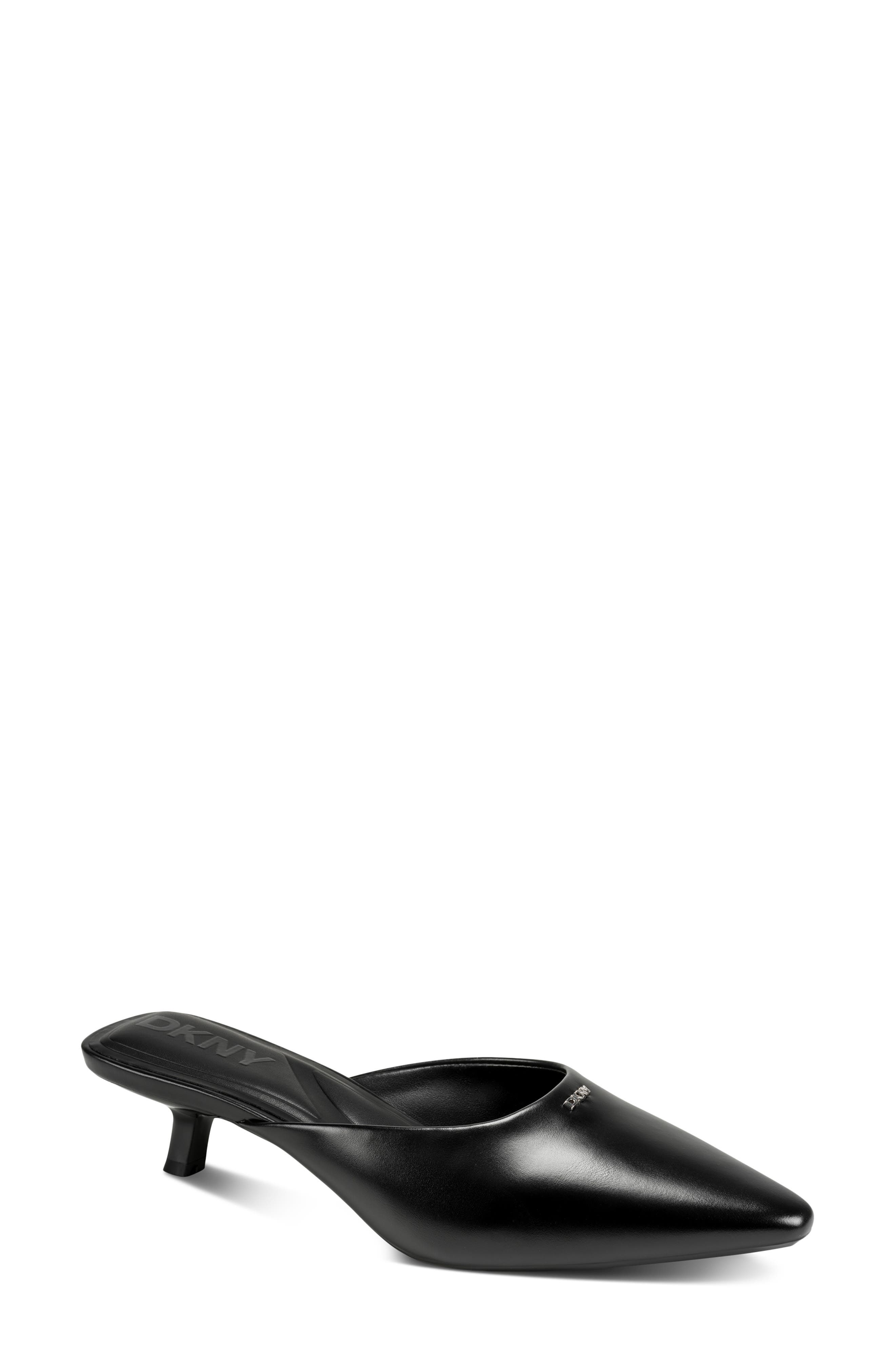 DKNY Nabil Pointed Toe Kitten Heel Mule, Main, color, Black