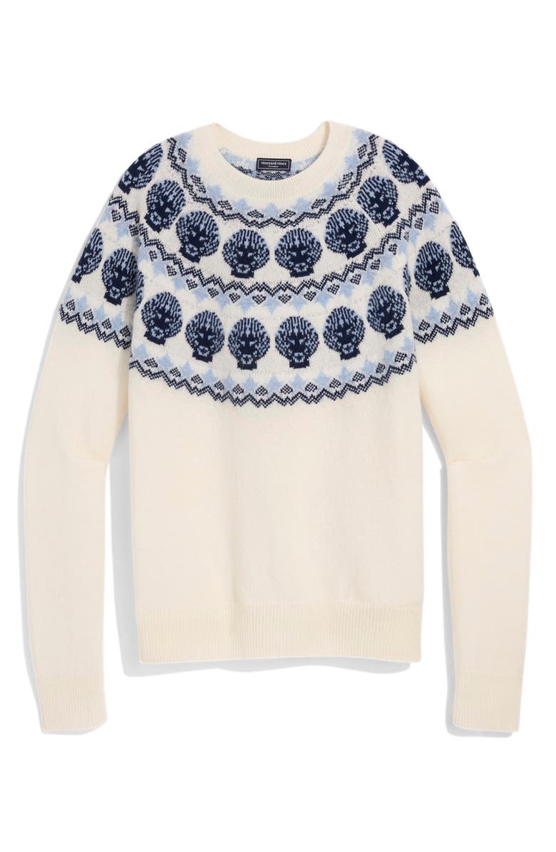 vineyard vines Fair Isle Cotton Crewneck Sweater, Main, color, Marshmallow