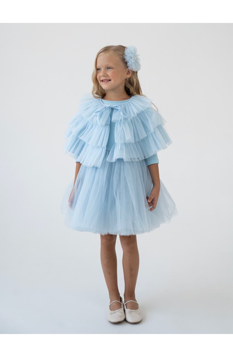 Mini Celebrities Cloud Tulle Dress Set, Alternate, color, Cool Blue