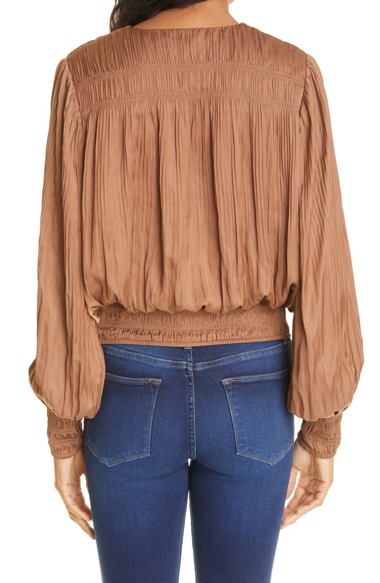 FRAME Pleat Satin Blouse, Alternate, color,