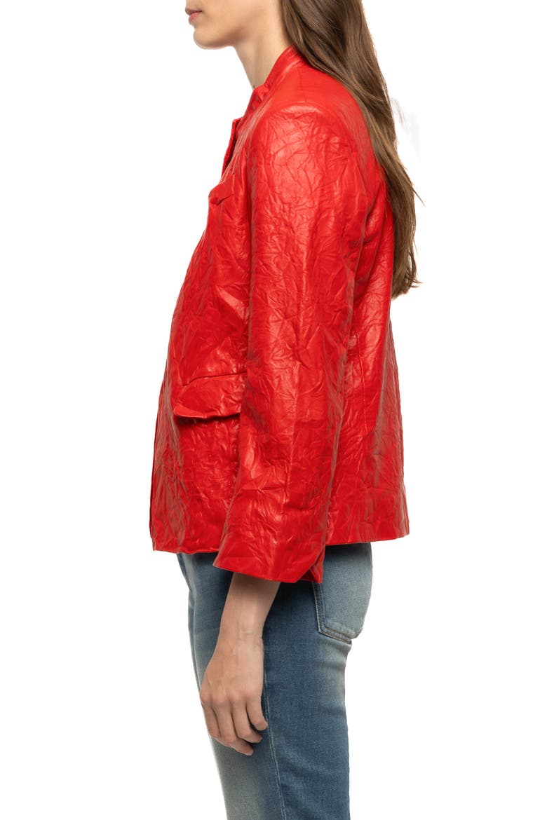 Veryn Cuir Crinkled Leather Jacket, Alternate, color, LOVE