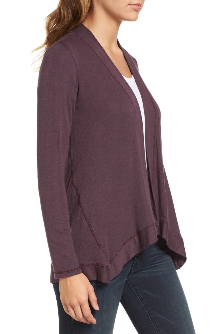 Exposed Topstitch Cardigan, Alternate, color, BURGUNDY