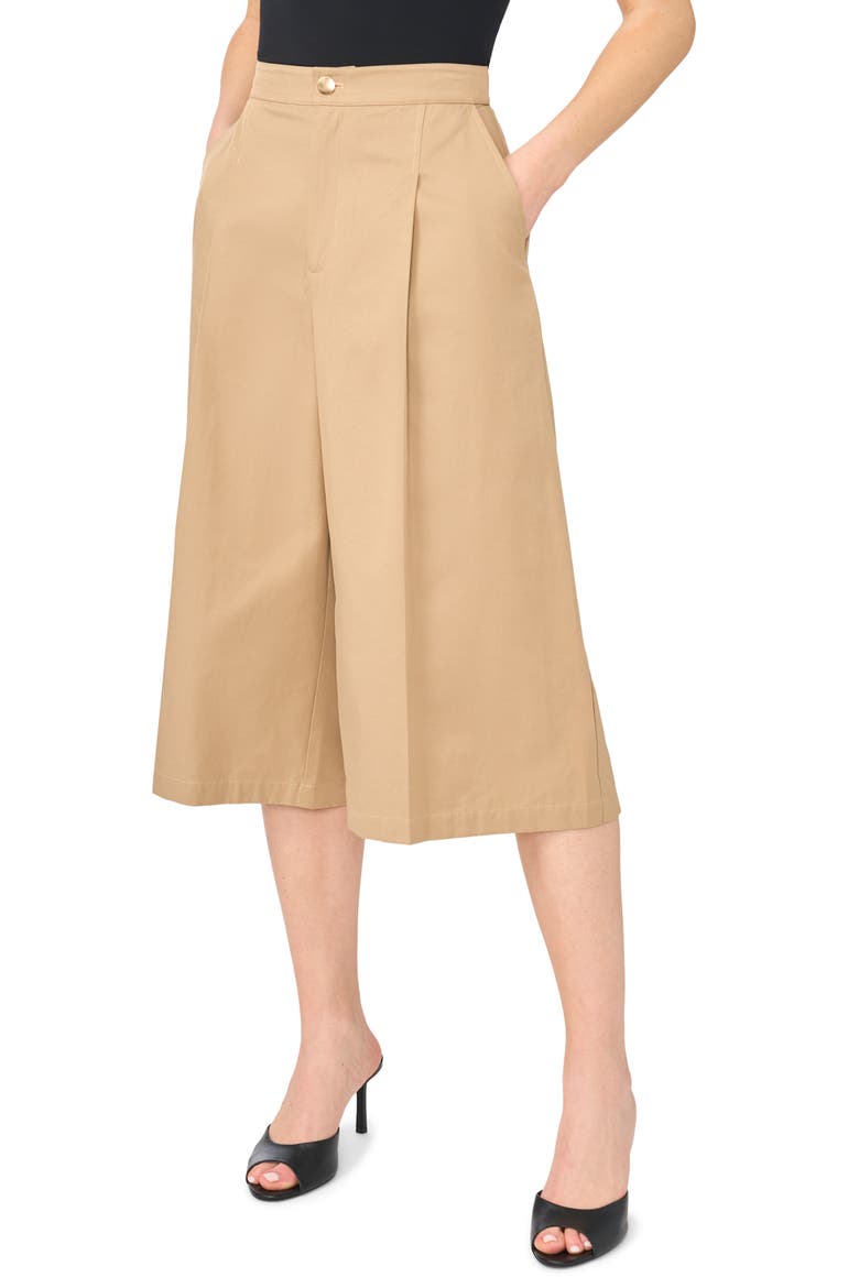 High Waist Wide Leg Culottes, Alternate, color, ALMOND LATTE