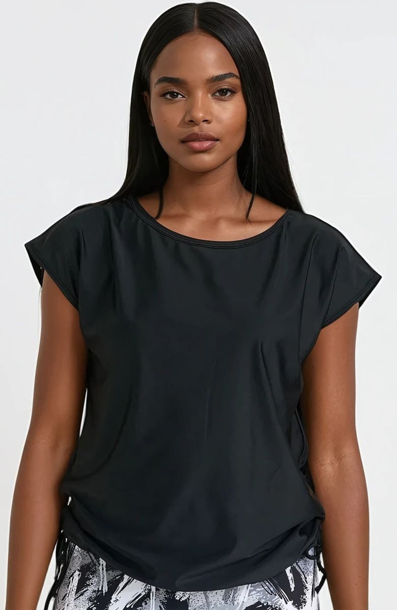 Calypsa Daphne Loose Fit Swim Top, Main, color, Black