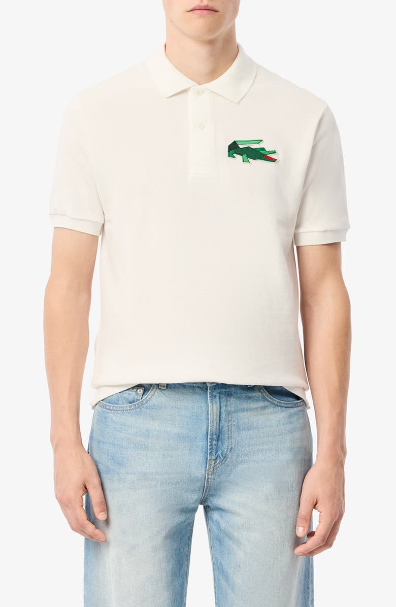 Lacoste Holiday Crocodile Piqué Polo, Main, color, Flour