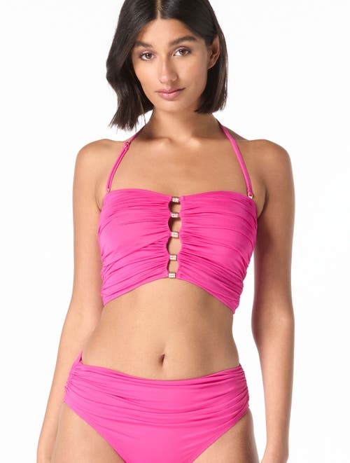 CARMEN MARC VALVO CARMEN MARC VALVO BANDEAU BEADED DRAPED BIKINI TOP 