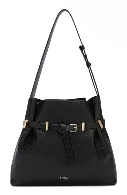 Aura Belted Leather Shoulder Bag