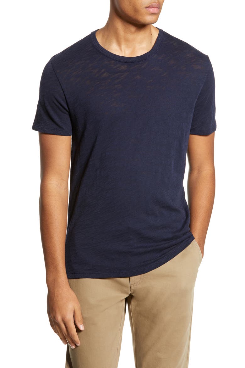 Slub Crewneck T-Shirt, Main, color, MIDNIGHT
