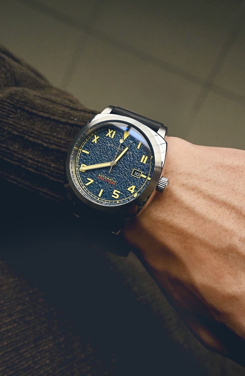 SPINNAKER Hull California Automatic Leather Strap Watch, 42mm, Alternate, color,