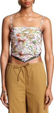 Avec Les Filles Scarf Satin Crop Top