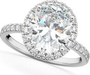 ALLUREZ Oval Cut Halo Lab Diamond Engagement Ring 14K