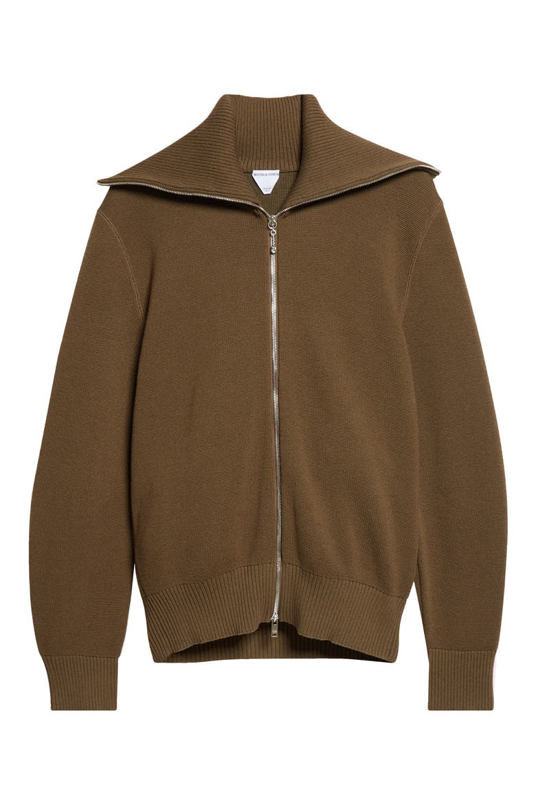 Wool & Cotton Double Knit Zip Cardigan, Alternate, color, 2637 DARK MOSS