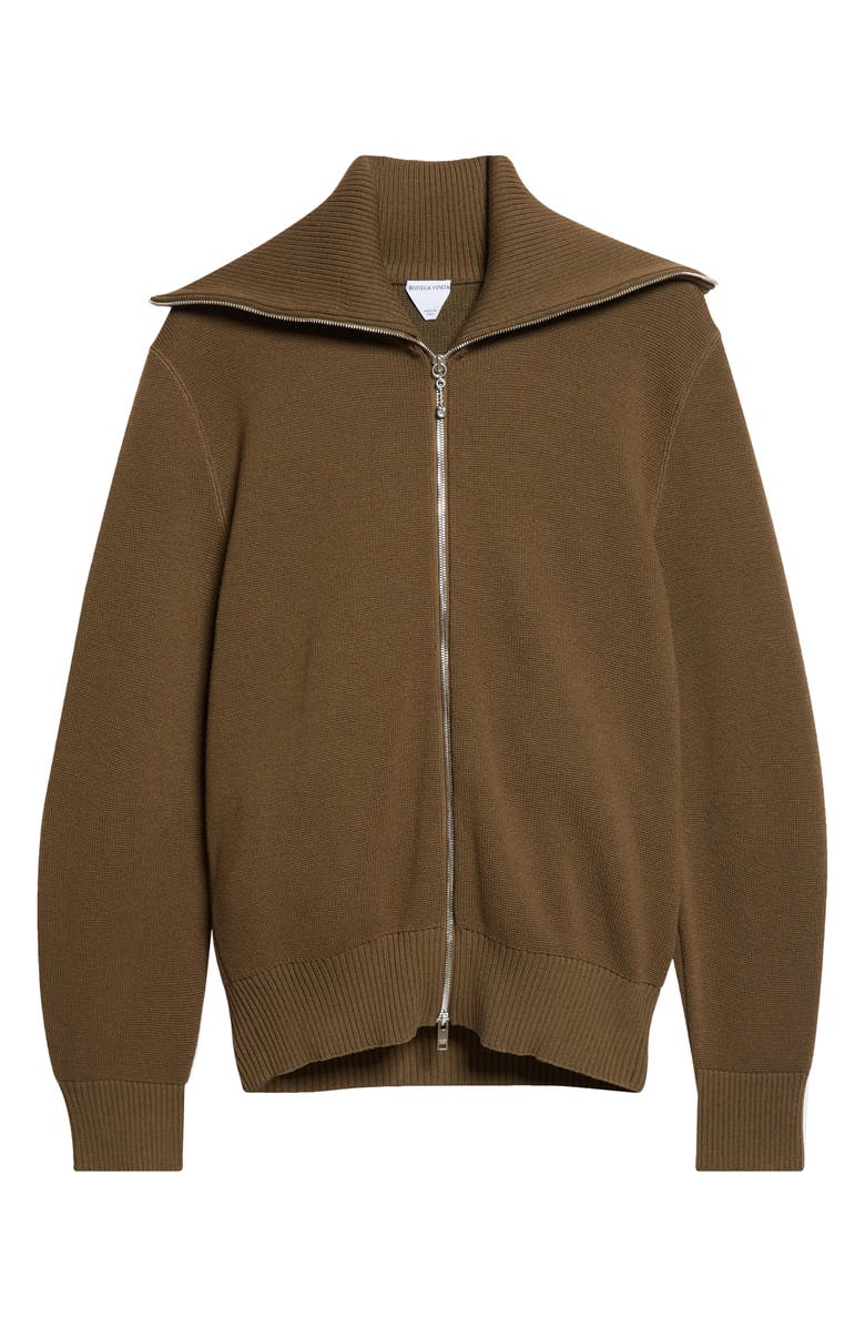 Bottega Veneta Wool & Cotton Double Knit Zip Cardigan, Alternate, color, 2637 Dark Moss