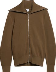 Bottega Veneta Wool & Cotton Double Knit Zip Cardigan