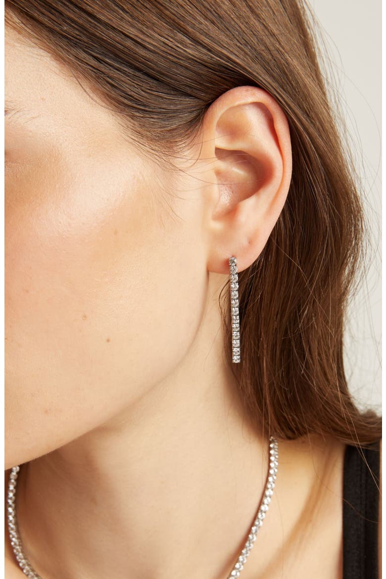 Unbreakable Lab Grown Sapphire Tennis Earrings, Alternate, color, White