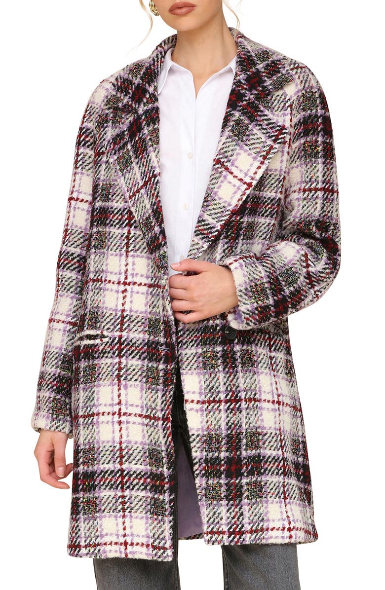 Avec Les Filles Plaid Midi Coat, Main, color, 