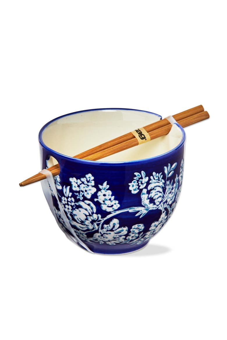Lisbon Floral Noodle Bowl S/2 Blue Stoneware Everyday, Main, color, Blue