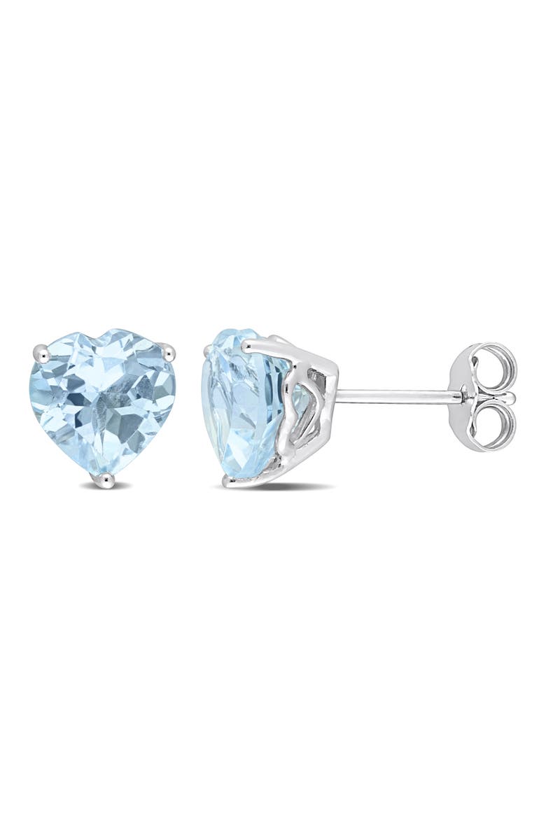 Heart Cut Sky Blue Topaz Stud Earrings, Main, color, BLUE