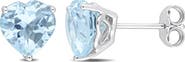 DELMAR Heart Cut Sky Blue Topaz Stud Earrings