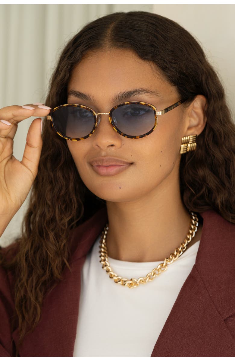 FREYRS Eyewear Jordan Oval Sunglasses, Alternate, color, Yellow Tortoise / Blue