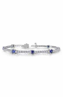 Lab Grown Sapphire & Simulated Diamond Link Tennis Bracelet