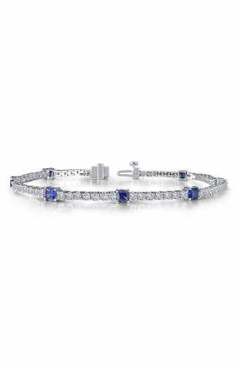 Lab Grown Sapphire & Simulated Diamond Link Tennis Bracelet