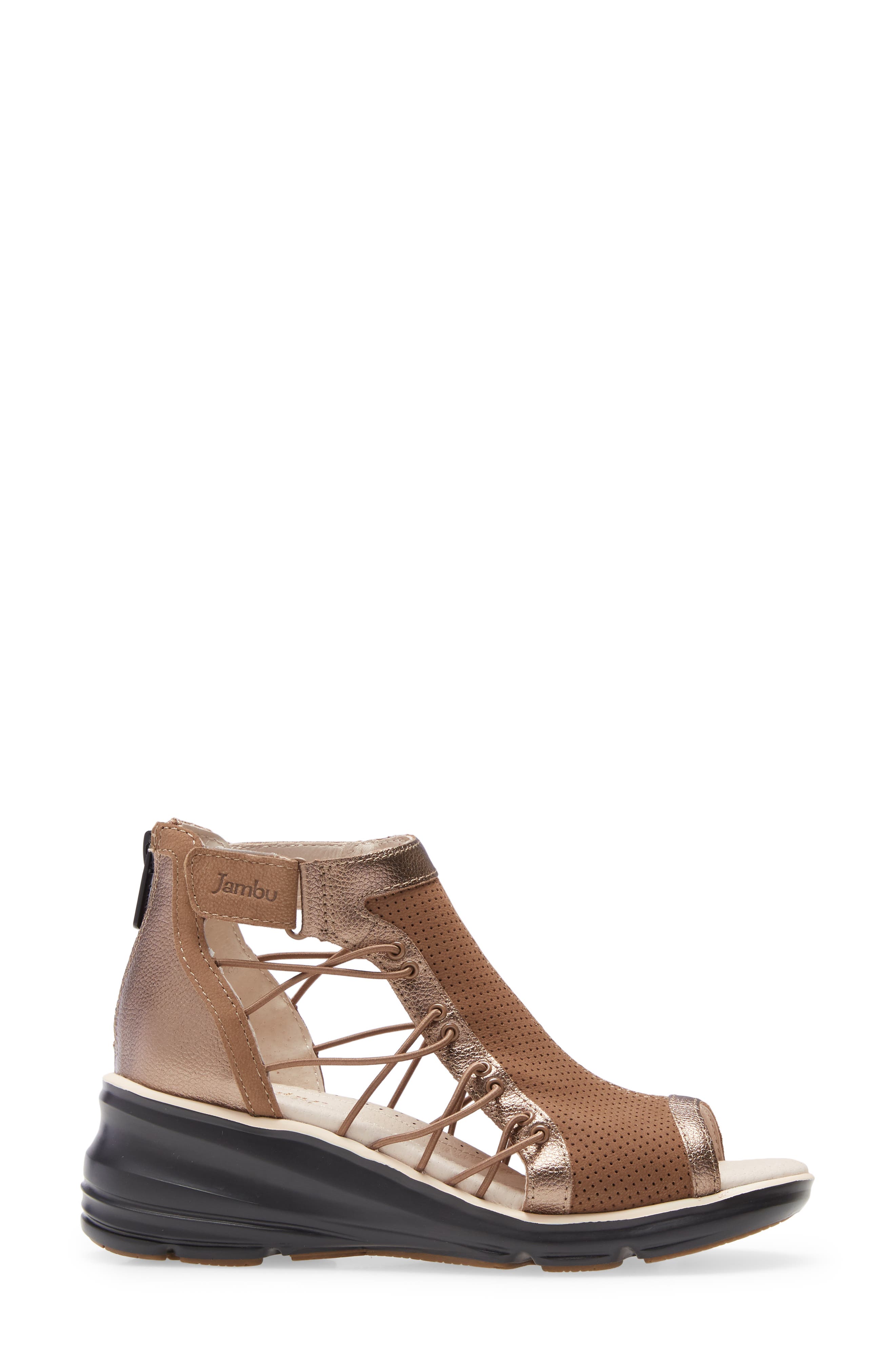 Naomi Perforated Wedge Sandal, Alternate, color, BRONZE/ TAN