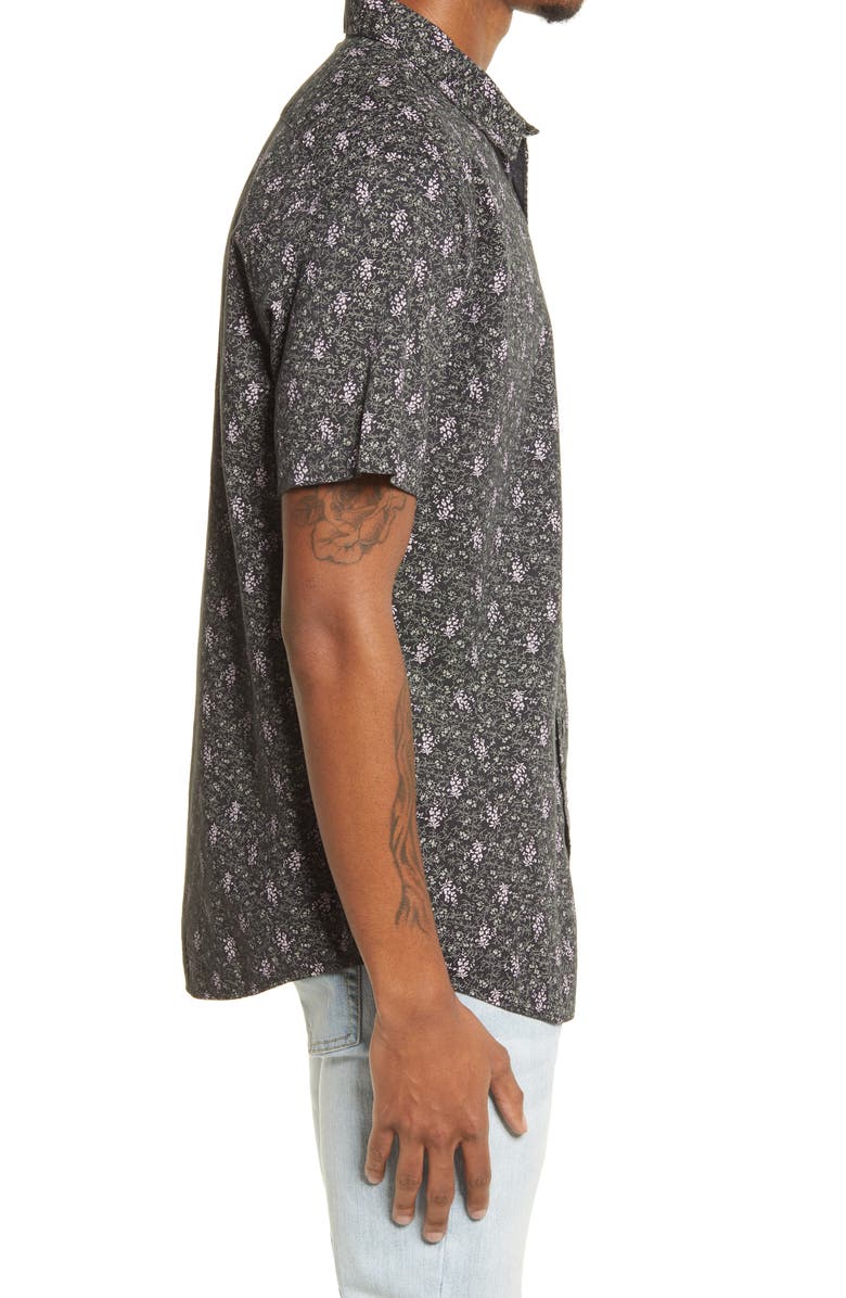 RVCA Monkberry Floral Print Short Sleeve Button-Up Shirt, Alternate, color,