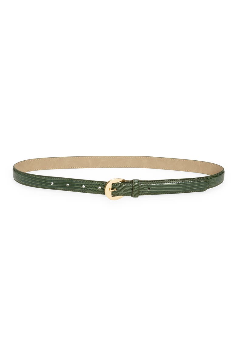 Aubrey Lizard Embossed Belt, Main, color, GREEN