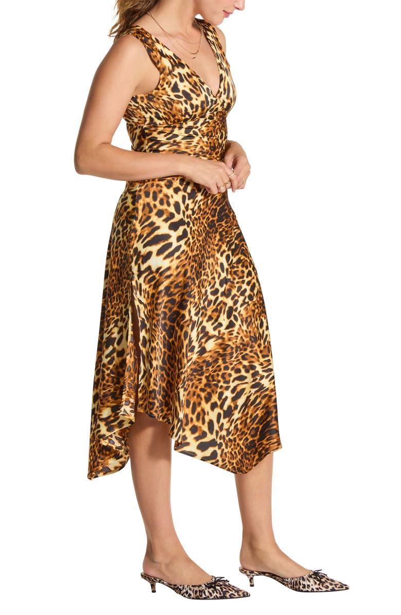 WISHLIST V-Neck Sleeveless Satin Midi Dress, Alternate, color, Animal Dress