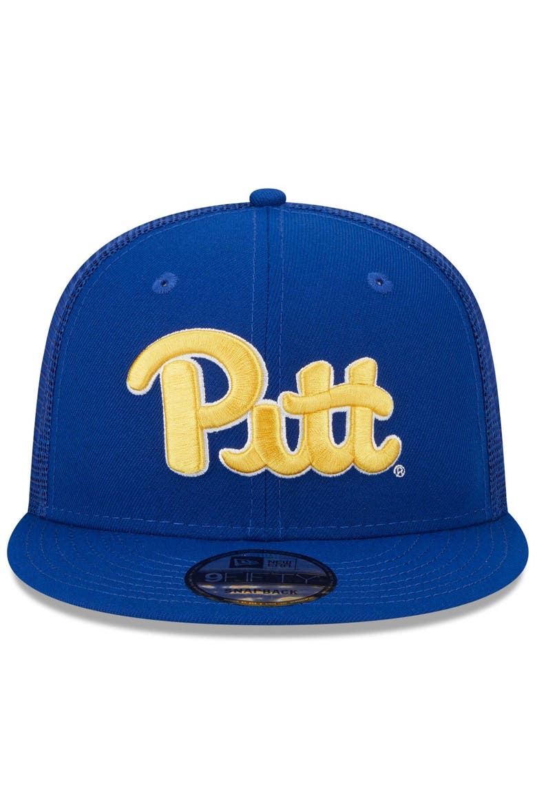 Men's New Era Royal Pitt Panthers Classic 9FIFTY Trucker Snapback Hat, Alternate, color, Royal
