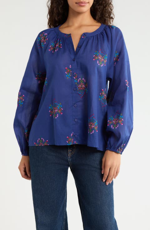 Jennis Bouquet Print Cotton Top
