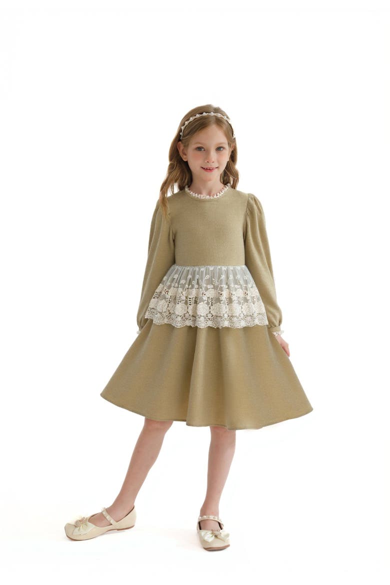Lace Waist Dress, Alternate, color, Beige