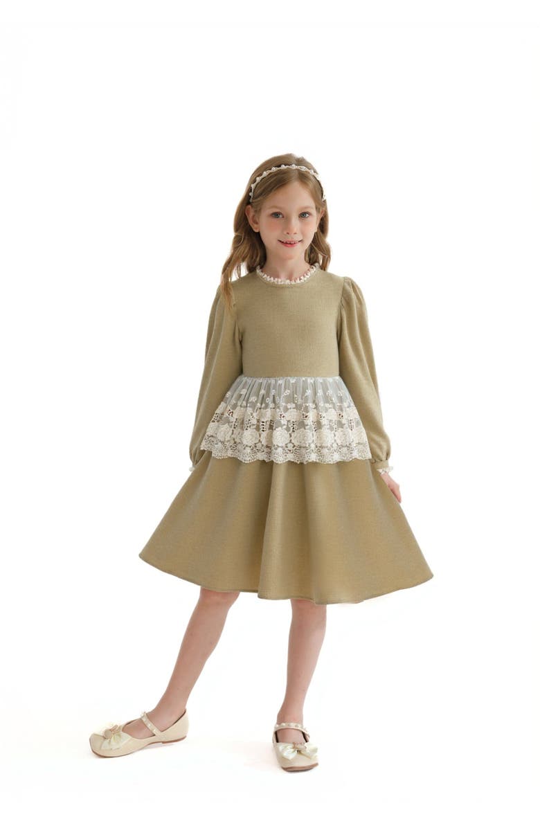 Sweet Cactus Lace Waist Dress, Alternate, color, Beige