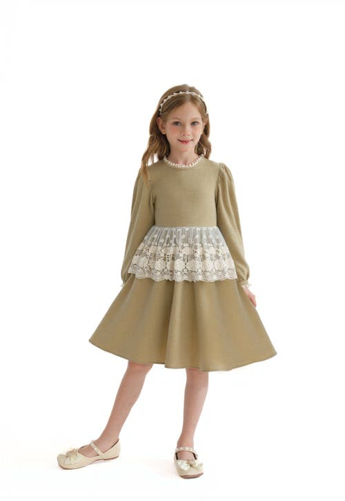 Sweet Cactus Lace Waist Dress In Green