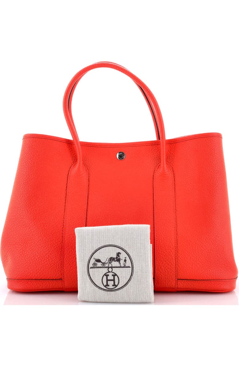 Pre-Owned Hermes Garden Party Tote Leather with Printed Interior 36, Alternate, color, Orange Poppy