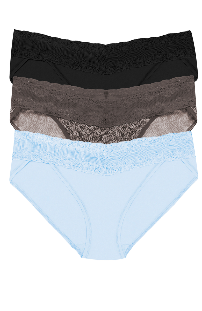 Natori Bliss Perfection Lace Trim One Size Bikini Brief 3-Pack, Main, color,