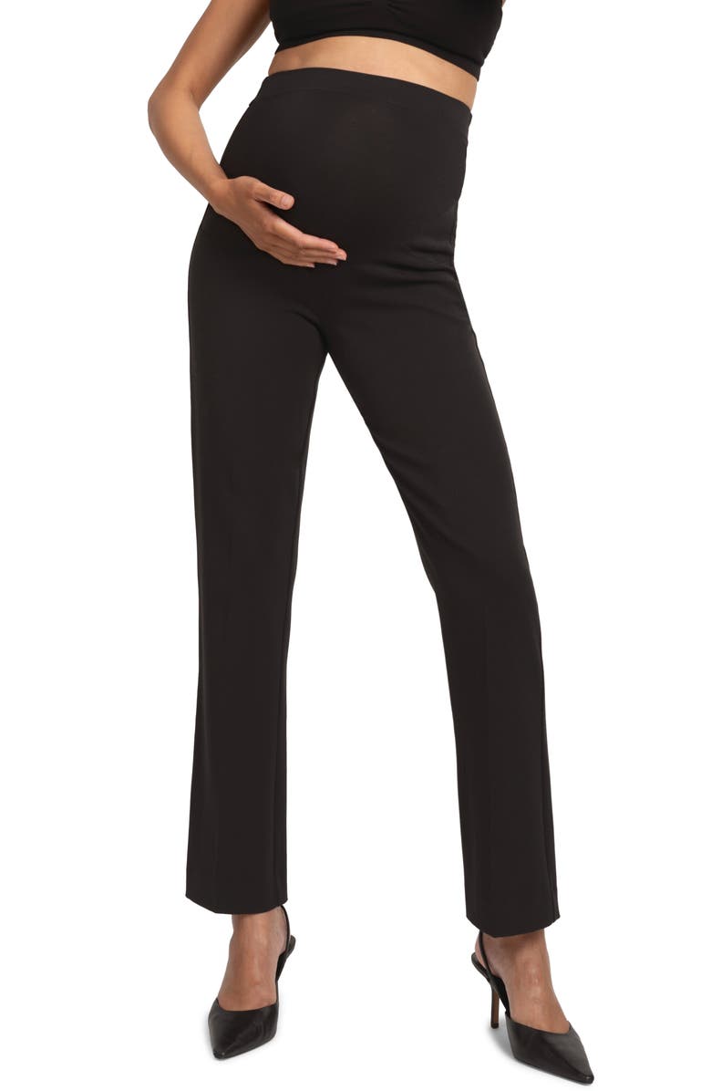 Seraphine Stretch Jersey Straight Leg Maternity Pants, Main, color, Black