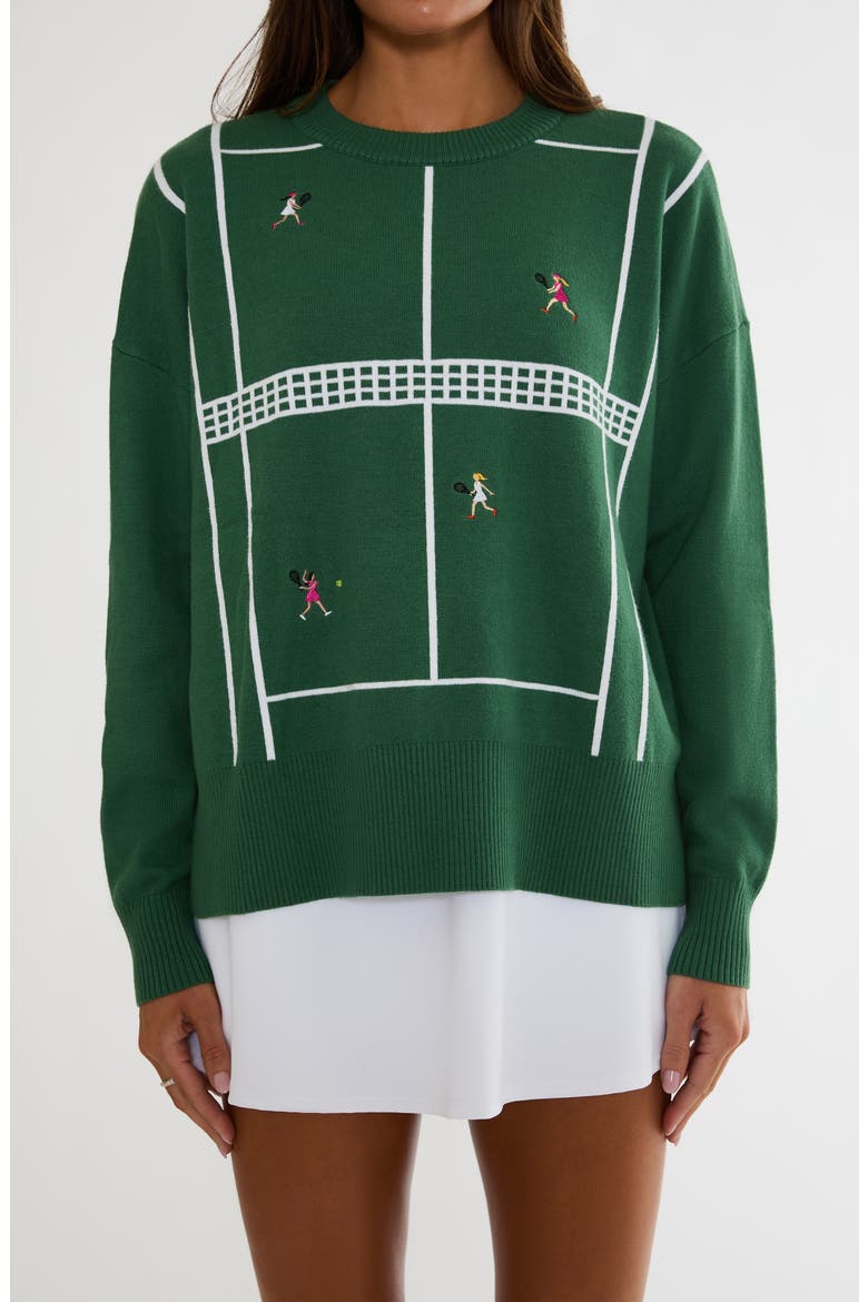 Callie Embroidered Sweater, Alternate, color, RALLY GREEN TENNIS