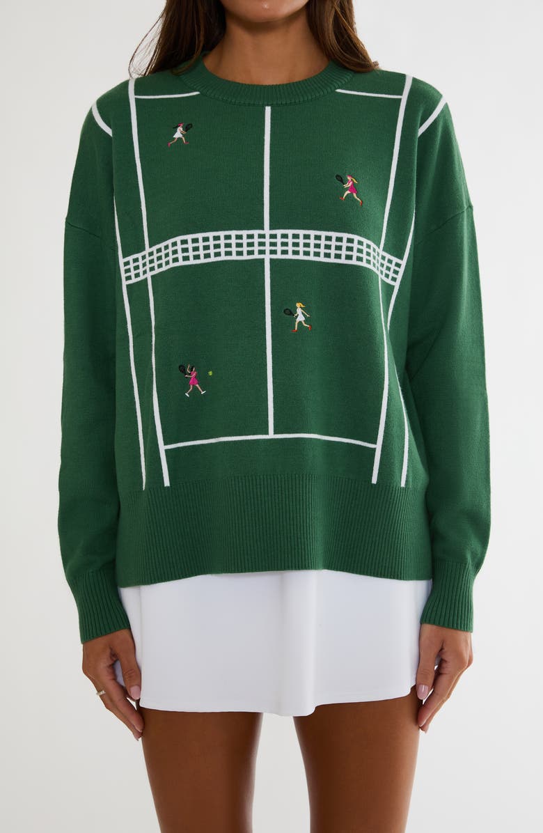 Beach Riot Callie Embroidered Sweater, Alternate, color, Rally Green Tennis